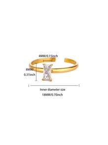 1 pièce Bague de pierre de naissance en zircone pour femme, en acier inoxydable couleur or, bague ajustable minimaliste, cadeau de bijouterie pour Noël et anniversaire
