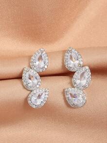 rakol 2pcs Silver Cubic Zirconia Decorative Earrings - Silver - View 3