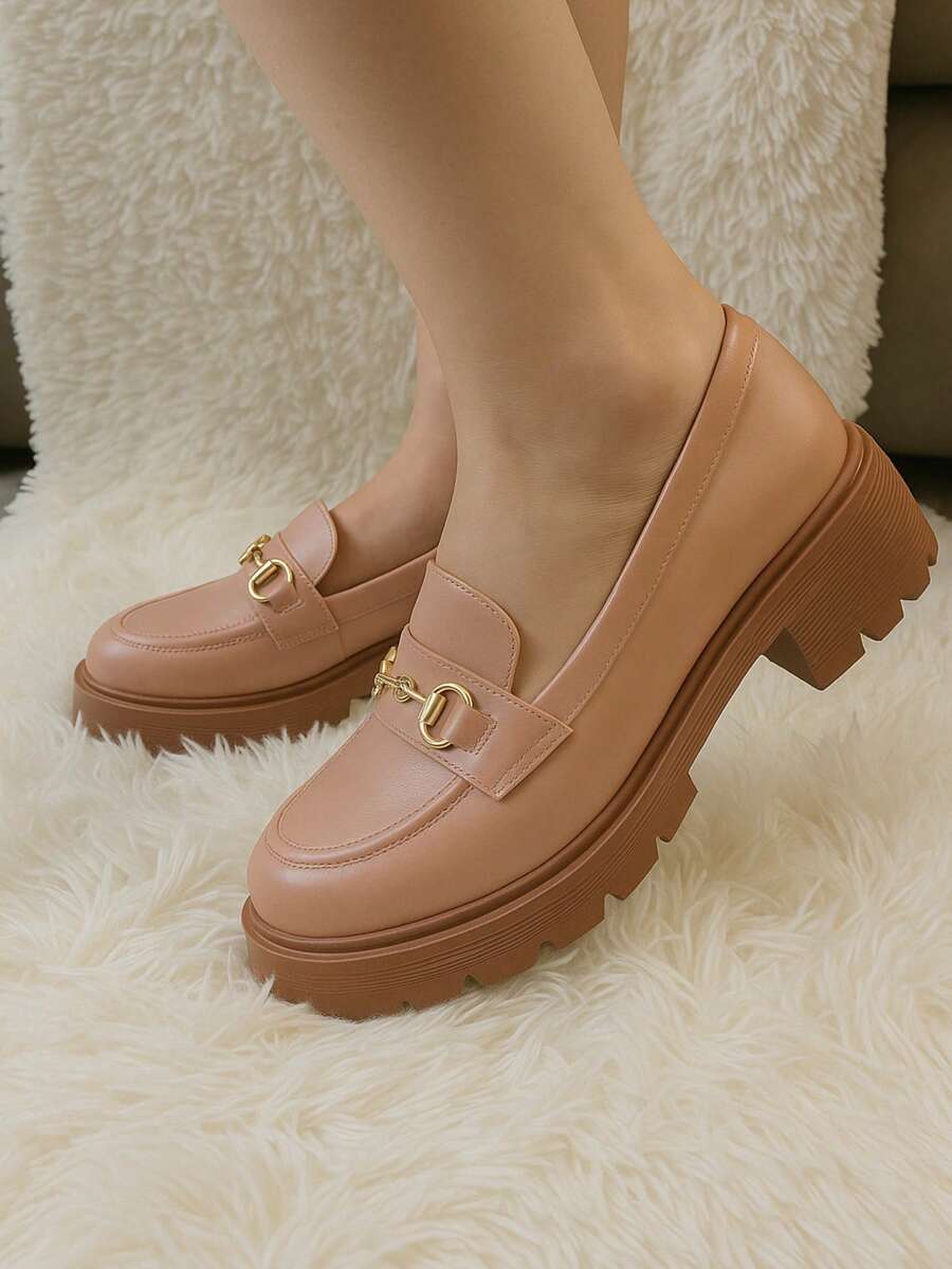 Women's Moccasin With Gold Embellishment Comfort And Elegance Soft Tractor Elegant Promotion Punk - 裸體 - 查看 1
