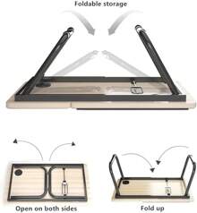 Foldable Computer Desk Desk On Bed Adjustable 5-Speed Lifting Laptop Table Lazy Table With Cup Holder Anti-Skid Strip