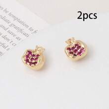 2/5pcs Copper With Cubic Zirconia Geometric Pomegranate Shaped Pendant, For DIY Bracelet, Necklace, Keychain, Jewelry Accessories