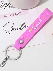 1/5 Piece New Cute Cartoon Rabbit Ear Small Flower Alphabet Pattern Keychain, Car Key And Bags Hanging Piece, Friend's Small Gift And Event Gift - A - View 6