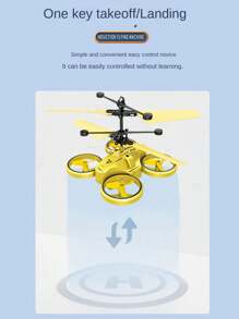 1 pieza Dron volador con sensor de infrarrojos y control remoto, material resistente a los choques, sensor de gestos, luz LED, juguete de avión de control remoto, regalo para niños y niñas (con o sin control remoto, posibles pequeñas variaciones de tamaño debido a la medición manual, accesorios de color aleatorio)