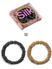 SUNCDELV SLIK 2 chiếc dây buộc tóc bằng lụa tơ tằm nguyên chất 100%, chất lượng cao (22mm), phụ kiện tóc cho nữ và bé gái, hộp quà màu hồng. - Nhiều màu - Xem 35