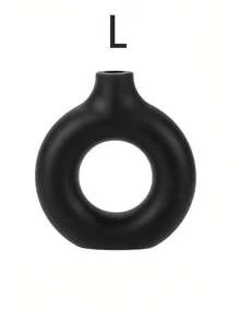 1pc Black Plastic Circular Flower Vase Decoration, Simulated Dry Flower Decoration Vase, Artistic Vase For Floral Arrangements, Simple Fall Living Room Exhibition Hall Decoration,Home Decor,Flower Vase,Centerpiece,Table Decor Valentine's Day, Valentines Room Decor Living Room Decor Glass Vase