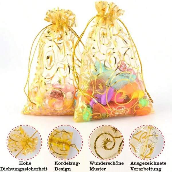 20/50pcs Organza Gift Bags Jewelry Party Favor Pouches Wedding Drawstring Bags Reusable Transparent Mesh Candy Wrapping Sachets For Luxury Packaging