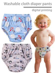 3pcs Reusable Potty Training Underwear For Toddlers & Kids, Waterproof, Breathable, Printed Diaper Liner, Unisex Toilet Training Panties