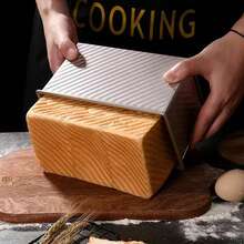 1pc 22 X 12 X 11cm Gold Non-Stick Bread Toast Loaf Pan, Kitchen Bakeware, Rectangular Bread Baking Tray With Wavy Lid And Vent Holes, Household Baking Tool - Gold - View 9