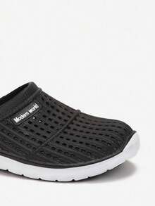 Lightweight Casual Perforated Slips On, Versatile For Summer - Black and White - View 4