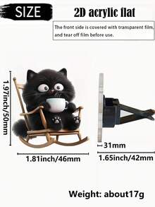 1pc/2pcs Cute Rocking Cat Acrylic 2D Flat Car Air Vent Fragrance Clip Car Diffuser Freshener Decor Set - Multicolor - View 4