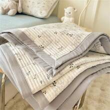 1 Peça Edredom Acolchoado de Estilo Country em Floral Miúdo Branco, Edredom de Algodão Acolchoado para Uso Multiuso, Adequado para Uso Doméstico em Todas as Estações (1 Peça de Edredom Apenas, Fronha Não Incluída)