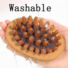 1 件经络按摩刷，手动全身刮痧按摩器，头部腹部腿部身体放松软刷，符合人体工程学的抗疲劳按摩工具，适合家庭使用 - 棕色 - 查看 2