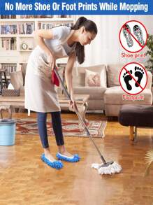 5pairs Of Mop Slippers, Used For Floor Cleaning, Washable Shoe Covers, Soft Ultra-Fine Fiber Dust Removal Mop, Mop Socks, Reusable, Suitable For Women, Men, Children, Removing Footprints And Hair, Cleaning Homes, Offices, Bathrooms, Kitchens.