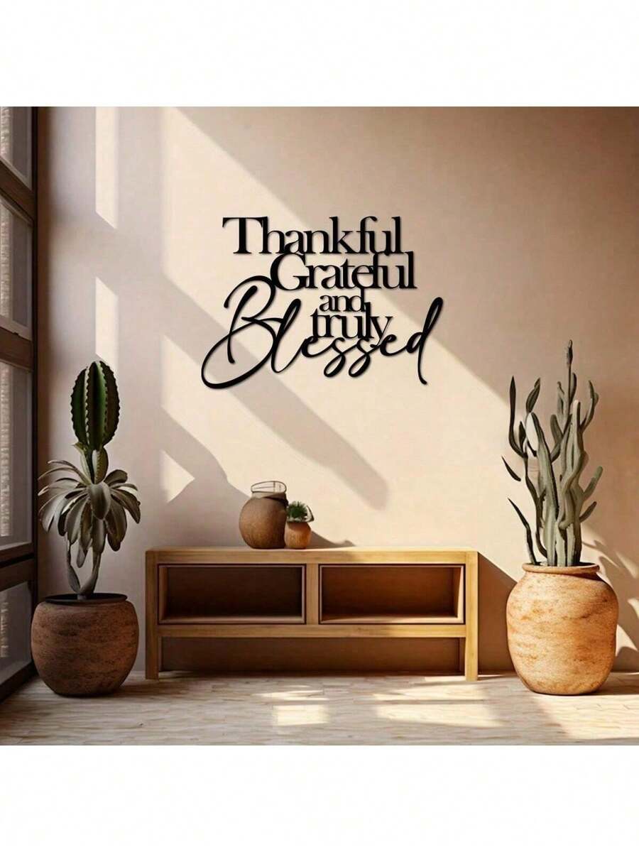 1 Stück Metalltafel mit Kunstdeko-Stil und Schrift "Dankbarkeit, Dankbarkeit und wahre Segnungen", 15.75x11.24 Inches, Boho-Bauernhaus-Küchendekoration, Geschenk zur Einweihung, Metallwanddekoration