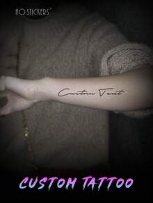 1PSC 定制黑色临时纹身贴纸，暗黑风格纹身字体 - 婚礼庆祝纹身，周年纪念纹身，求婚暗黑风格纹身，猫主题纹身，宠物（狗/猫）纪念纹身 - 彩色 - 查看 1