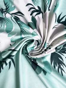 Women's Elegant Two-Piece Set, Half Sleeved Jacket And Floral Print Dress, Summer Outfits For Women - 綠色 - 查看 5