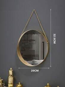 1PC Wall Mounted Mirror Gold Geometric Mirror With Chain Decorative Vanity Mirror Porch Decoration Mirror Bathroom Wall Mirror Vanity Mirror Suitable For Bathroom Bedroom Living Room Arch
