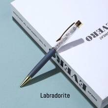 1 pièce Stylo à bille en cristal d'améthyste naturelle authentique et non traitée - Pierre brute unique, écriture fluide, parfait pour les fournitures scolaires des étudiants et les cadeaux d'affaires de bureau - Matériau authentique et non traité