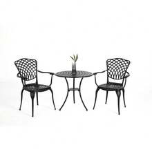 3 Piece Patio Bistro Set Cast Aluminum Bistro Table And Chairs Set Of 2 With Umbrella Hole,All Weather Metal Bistro Table Set,Outdoor Patio Furniture Set For Garden Black - default - View 2