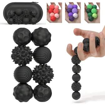 Pack Of 4 /8 Pieces Magnetic Sensory Stress Balls Silicone Grip Strengthener Balls, Hand Exerciser Set, Durable Finger & Palm Workout Tools, Assorted Patterns Massage Ball For Men Women Desk Office