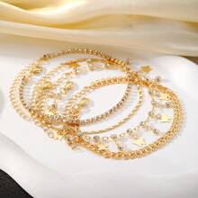 4 Piece/Boho-Butterfly Pendant Inlaid With Artificial Zirconia Ankle Bracelet,Jewelry Women,Gold Jewelry,Daily, Wedding, Party, Gift