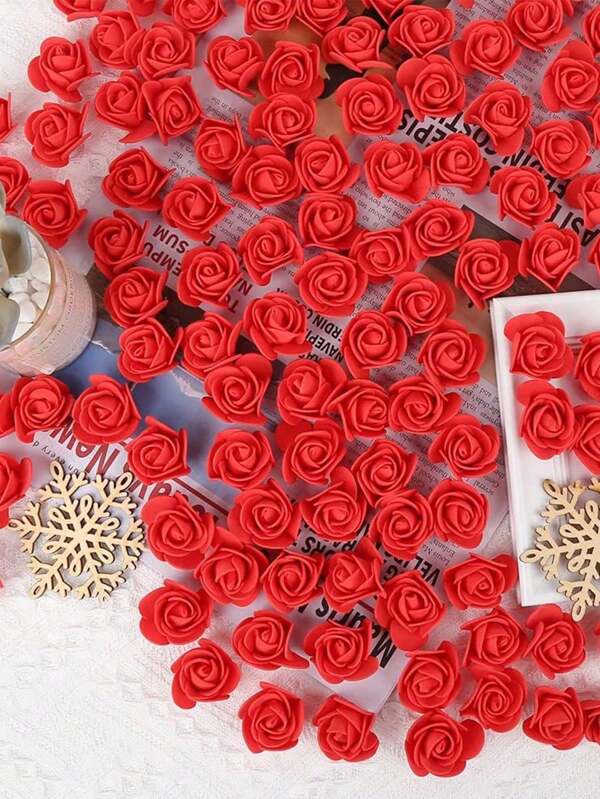 100/500 pièces de 1,38 pouces Têtes de roses en mousse artificielles colorées utilisées pour l'artisanat, la décoration de mariage et la Saint-Valentin - convient pour les boîtes à bonbons et la décoration extérieure avec des fleurs artificielles multifonctions, décoration de la Saint-Valentin avec ours en rose, décoration de mariage