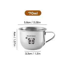 1/5个装 70/200毫升 304不锈钢迷你儿童水杯，带手柄，可爱水豚和小熊图案，便携耐用防烫饮水杯，适合成人和学生在家、学校、办公室、聚会、户外露营、野餐、旅行、返校等场合使用 - 彩色 - 查看 18