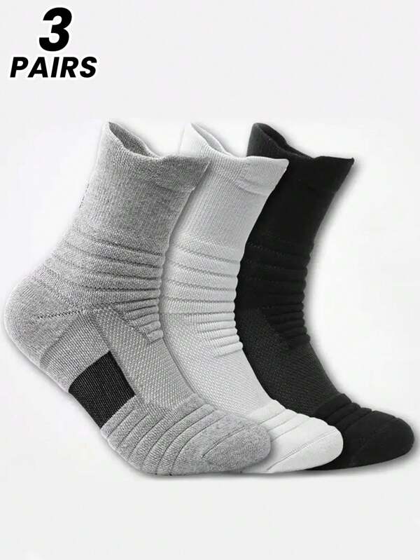1/2/3 Pairs Basketball Socks, Mid-Calf Length, For Teenagers And Adults, Professional Athletic Sock With Terry Fabric Bottom, Suitable For Basketball, Running And Sports