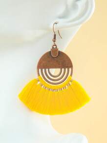 TopHanqi 3pcs/7pcs/12pcs/18pcs Random Bohemian Hollow Vintage Tassel Earrings Set, Multicolor Geometric Fan Shaped Dangle Earrings, Suitable For Daily Wear, Commuting, Party, Date, Gift, All Season