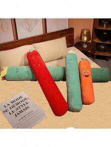 1pc Cute Cartoon Long Bar Pillow Bedroom Bed Sleeping Cylindrical Carrot, Cactus, Dinosaur, Strawberry Cushion Pillow Home Decoration Pillow Pendant Decoration - Multicolor - View 5