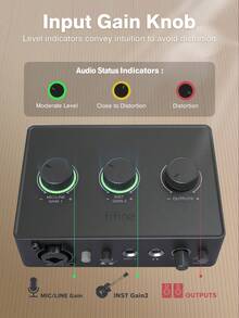 Interfaz XLR Interfaz de audio USB para grabación, compatible con monitoreo, alimentación fantasma de 48V, perilla de ganancia, adecuado para podcasting, grabación de instrumentos, guitarra, creación de contenido de video, mezclador de audio para PC, compatible con Vocal-FIFINE Ampli1 - Negro - Ver 5