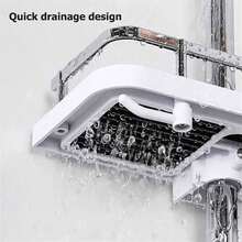 Bathroom Shelf Shower Pole Caddy Rack Storage Organiser Tray Holder Accessories Back To School - White - View 3