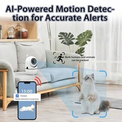 Câmera interna, câmeras 2K para segurança residencial com visão noturna colorida e sirene, áudio bidirecional para animais de estimação/cachorro/bebê/babá, câmera WiFi de 2,4 GHz, armazenamento em nuvem e cartão SD, funciona com Alexa/Home