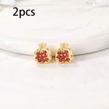 2/5pcs Copper With Cubic Zirconia Geometric Pomegranate Shaped Pendant, For DIY Bracelet, Necklace, Keychain, Jewelry Accessories