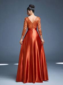 Mgiacy New Arrival Round Neck Elegant Bridesmaid Dress Embroidery Sequin Three-Quarter Sleeve Long Dress