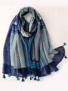 1 pezzo Accessorio da spiaggia, sciarpa morbida ed elegante da donna con stampa colorata, scialle lungo versatile, coprispalle da spiaggia, fascia di moda, adatto per tutte le stagioni e per vestiti