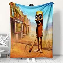 1PC Parody "Tungtungtung Sahur" Printed Flannel Wool Blanket, Machine Washable, Soft And Smooth, Digitally Printed, Knitted Fabric, 100% Polyester Fiber, Suitable For Napping, Camping, Sofas, Beds, Travel, Ideal Gift For Friends And Brothers - Multicolor - View 1