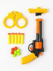 Set de Pistola de Juguete con Balas, Esposas, Bolitas y Mira – Estilo Policía Infantil - negro y amarillo - Ver 1