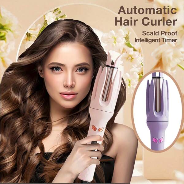 1pc Electric Automatic Hair Curler With 28mm Barrel, Rotating Curling Iron, 4 Temperature Modes, Anti-Scald Design, Loose Waves & Beachy Curls, Suitable For Hair Styling