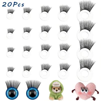 20pcs Eyelashes In 5 Size, Eyelash Craft Supplies For Doll Making, Teddy Bear Puppet, Eye Makeup Accessories
