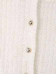 Áo khoác cardigan dệt kim tay ngắn cổ tròn cài kim loại màu trơn mới cho mùa Xuân/Hè của FOR BEAUTY, phong cách tối giản thanh lịch, thường ngày, đường phố, áo len trắng nhẹ, áo cardigan tay ngắn thời trang phù hợp cho đi làm, hẹn hò, kỳ nghỉ và thư giãn. - Màu be - Xem 12