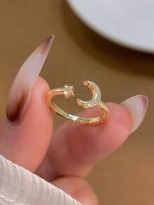 1 件 S925 纯银精致独特月亮星形趾环可调节趾环适合夏季沙滩装