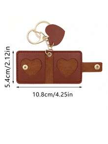 Minimalist Faux Leather Photo Storage Case, Keychain Holder For Couples, Cartoon Character Photo Storage Pouch