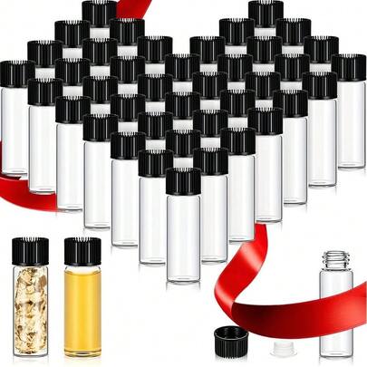 Frascos de vidro transparente pequenos com tampas de rosca e rolhas de plástico, 100/50/20/10/1 peça, vazios, recarregáveis, para viagem, para óleos essenciais, para unção de óleos essenciais, aromaterapia e perfume (0,17 oz)