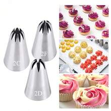 3Pcs/Set Russian Ball Flower Icing Piping Nozzles Fondant Tips Cake Decoration Tools Kitchen Pastry Cupcake Baking Pastry Tools - Silver - View 9