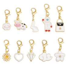 10Pcs Cute Enamel Charms Set - Multicolor Pendants With Lobster Clasp,Bag & Shoe Charm,Jewelry Supplies For DIY Bracelet Keychain