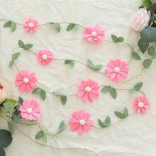 1 Peça Guirlanda de Flor de Feltro Boho Feita à Mão com Corda de Juta, Adequada para Decoração de Casa, Decoração de Festa, Decoração de Parede