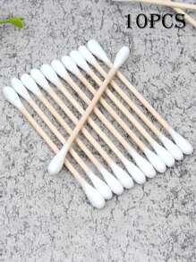 A Box Of Double-Headed Swabs Made From Natural Bamboo, Containing 200 Soft And Comfortable Disposable Swabs, Suitable For Nail Art And Makeup.