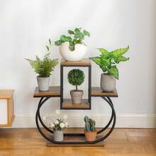 Estantería de 4 niveles para plantas de interior, estanterías ahorradoras de espacio para macetas de flores,estantería escalonada de metal forjado para plantas, soporte de exhibición para macetas para la sala de estar, patio, balcón - 5 niveles-Creativo-B - Ver 3