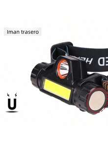 Lampara De Cabeza Linterna Iluminacion Doble, Recargable USB, Con Iman, Doble potente - Negro - Ver 8